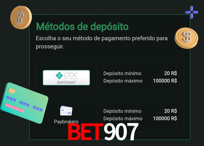 O cassino bet907 oferece uma grande variedade de métodos de pagamento